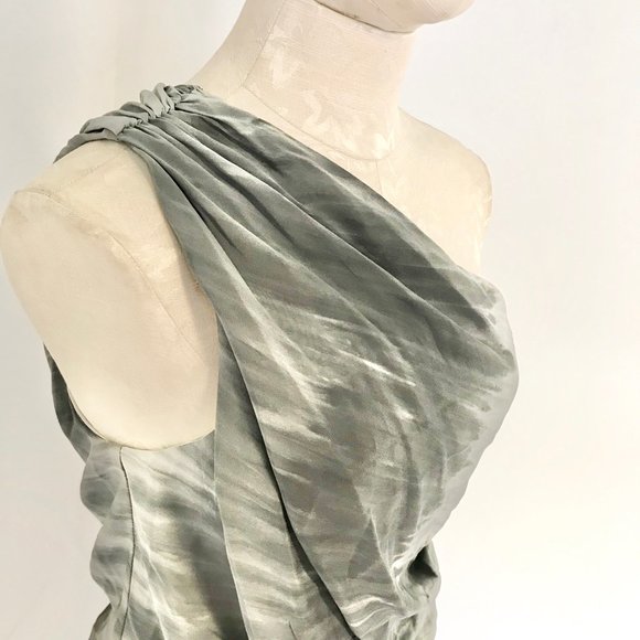 Alice & Olivia XS Silk One Shoulder Grey Ombre Top - Picture 6 of 12